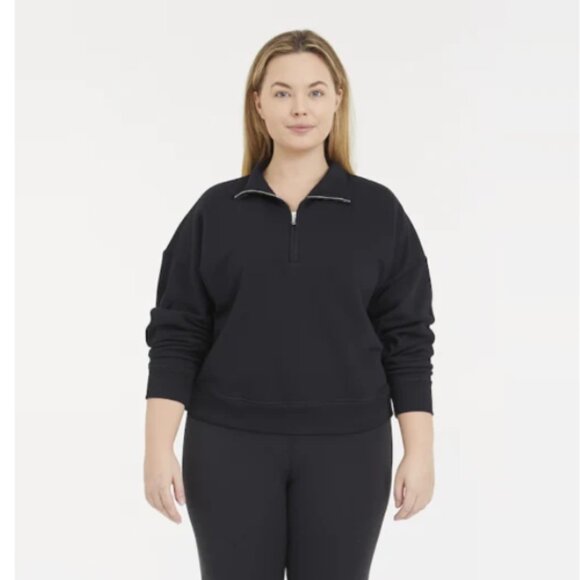 Victoria Secret PINK Black Quarter Zip Slightly Cropped Sweatshirt Size XXL NWT - Picture 1 of 7